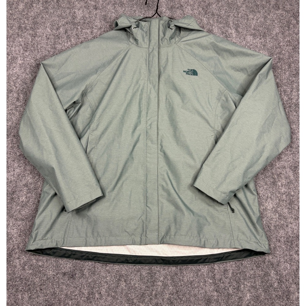The North Face Womens XXXL DryVent Rain Jacket Sage Green Hooded Shell Full Zip